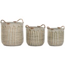 Juego de Cestas Home ESPRIT Blanco Natural Hierba marina (3 Piezas)