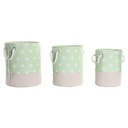Juego de Cestas DKD Home Decor Verde Beige Geométrico 30 x 30 x 35 cm 4 Kg 3 Piezas (3 Unidades)