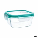 Fiambrera Hermética Quid Ciclon Turquesa Vidrio 530 ml (12 Unidades)