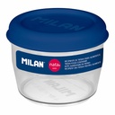 Fiambrera Hermética Milan 500 ml Azul Transparente Plástico Redonda Ø 12 cm