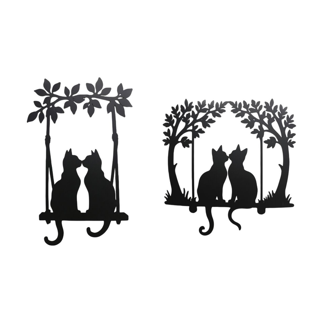 Figura Decorativa Home ESPRIT Negro Gatos Shabby Chic 43 X 1 X 70 CM (2 Unidades)