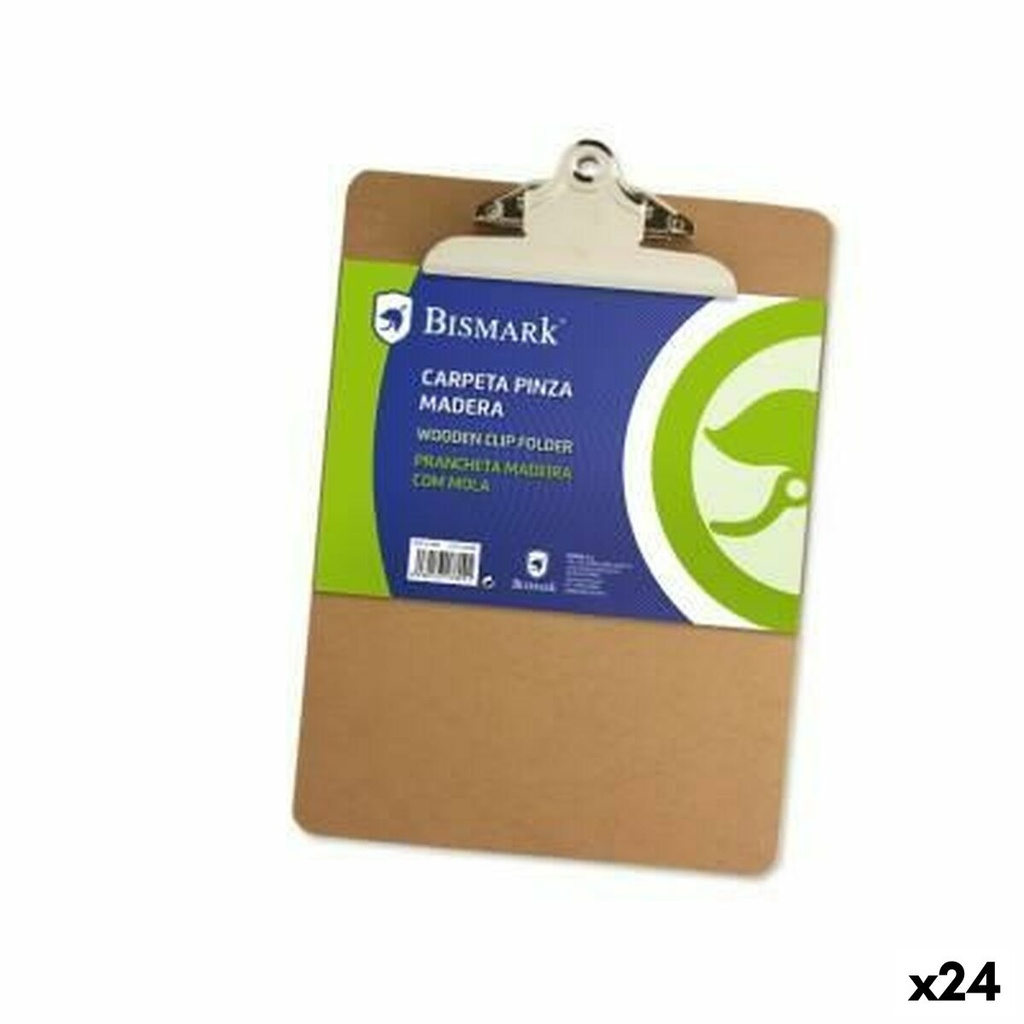 Carpeta con pinza Bismark A4 Madera (24 Unidades)