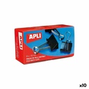 Pinzas Apli Negro Plateado 19 mm (10 Unidades)