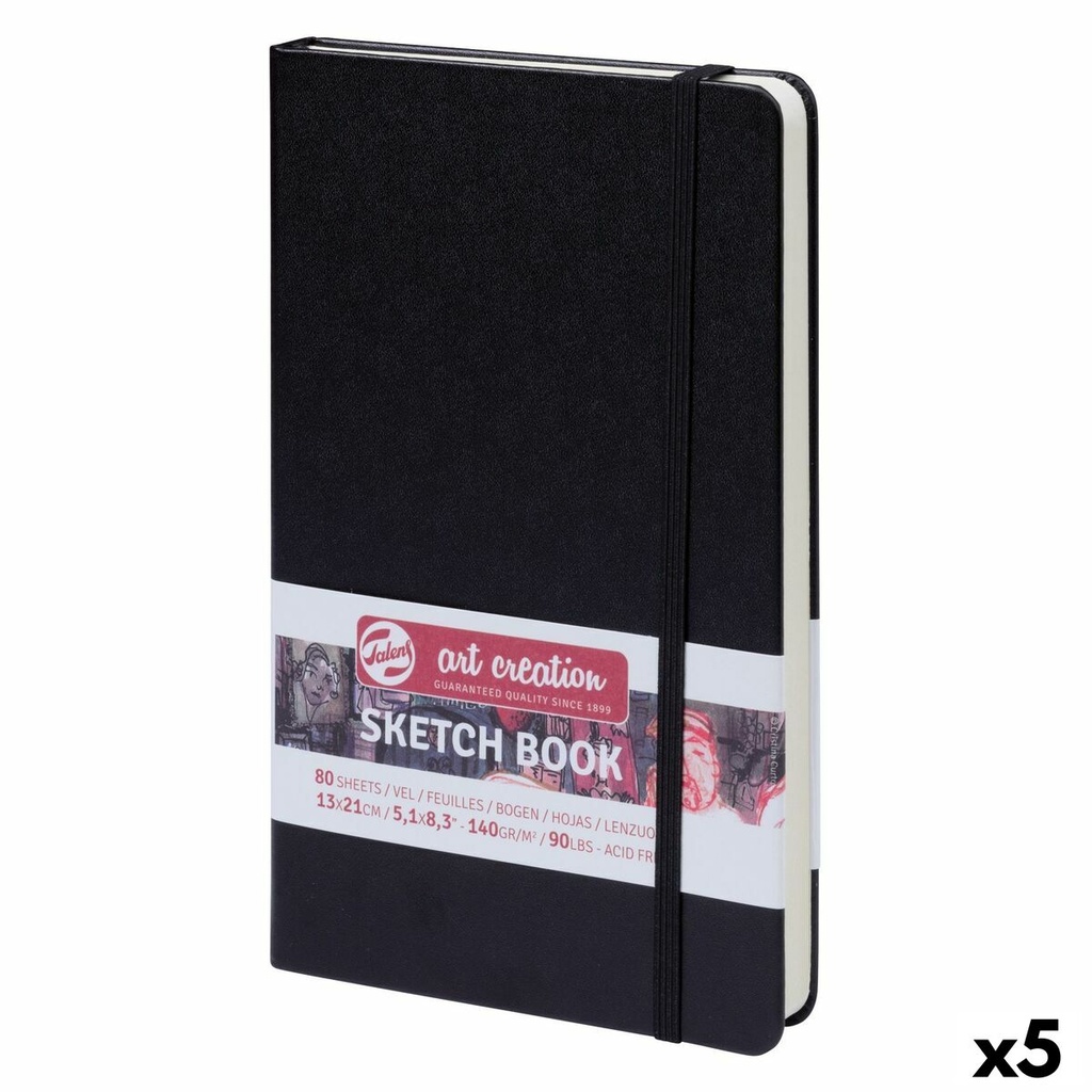 Cuaderno de Dibujo Talens Art Creation Sketch Book Negro 80 Hojas 13 x 21 cm (5 Unidades)