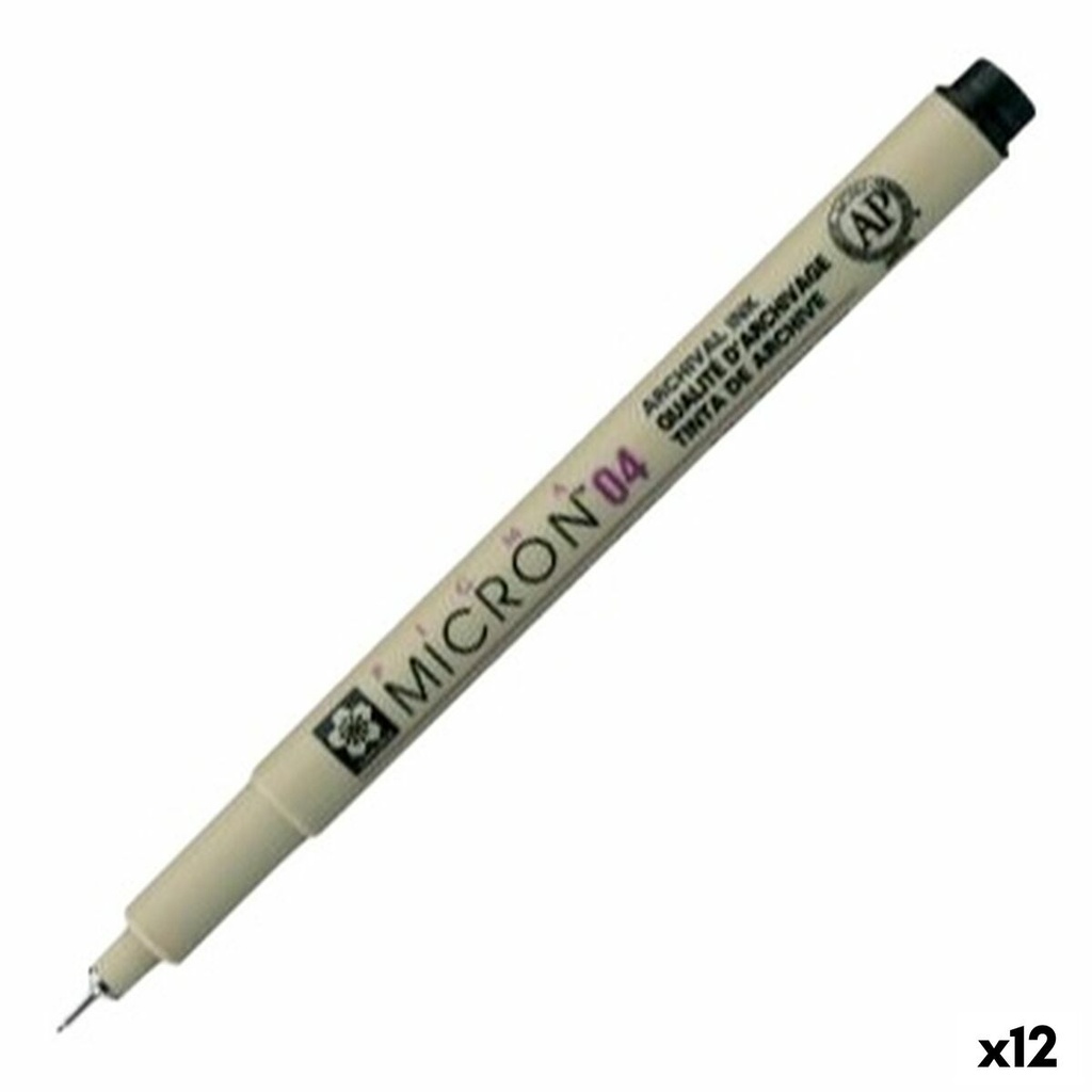 Rotuladores Talens Sakura PIGMA MICRON 04 Negro (12 Unidades)