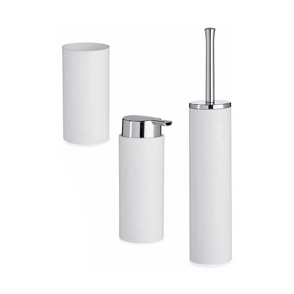 Set de Baño Berilo B6274 S3-3 Blanco Plateado Plástico