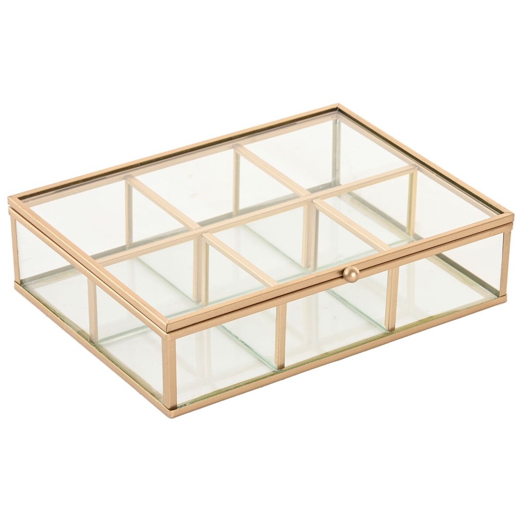 Jewelry box Home ESPRIT Golden Metal Crystal 20 x 16 x 5 cm