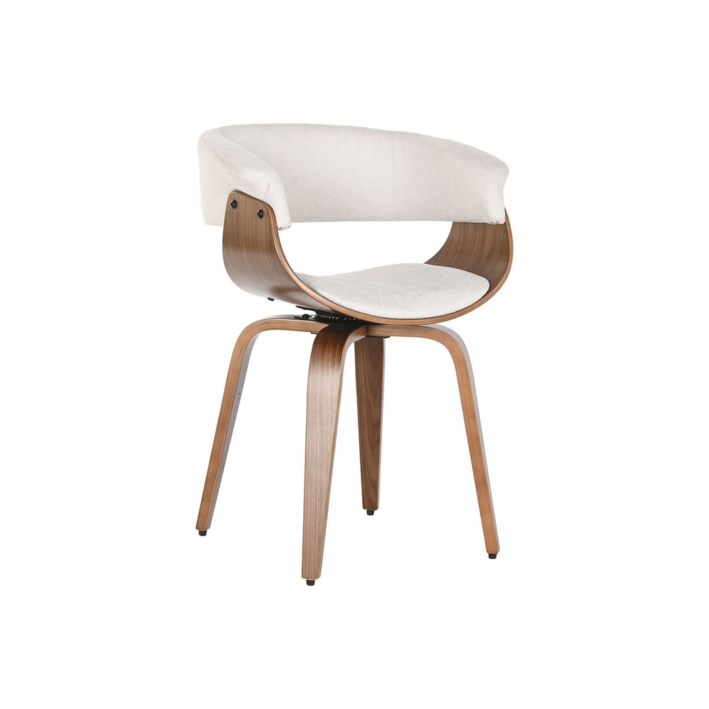 Silla de Comedor Home ESPRIT Marrón Beige Poliéster Nogal Poliuretano 61 x 46 x 78 cm