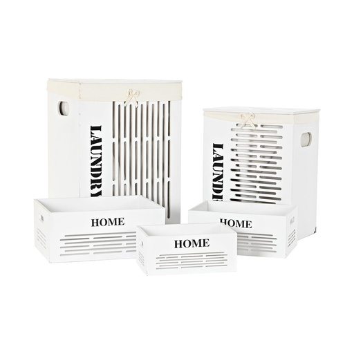 Juego de Cestos DKD Home Decor Blanco Negro Beige Madera MDF 40 x 30 x 56 cm 5 Piezas (5 Unidades)