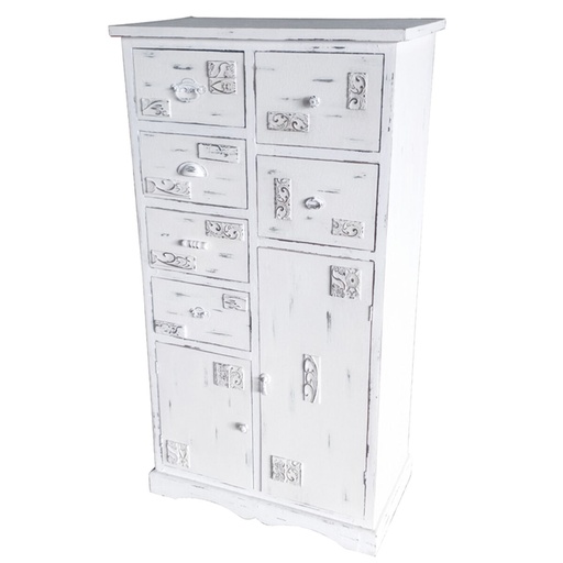 Cajonera DKD Home Decor Madera Blanco Desgastado (69 x 38 x 130 cm)