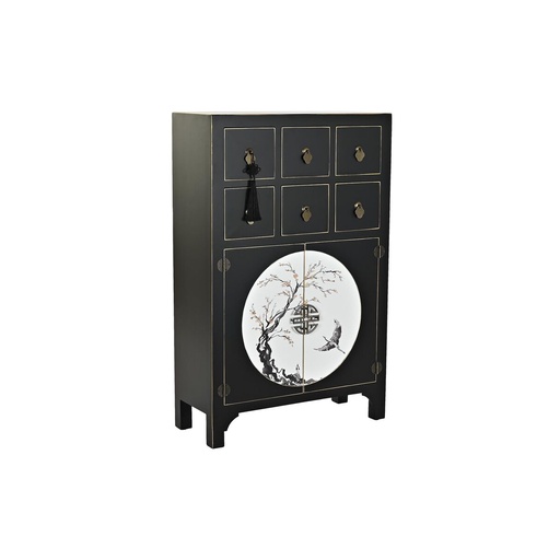 Cajonera DKD Home Decor Negro Dorado Abeto Madera MDF Oriental 63 x 28 x 101 cm