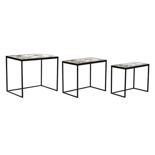 Juego de 3 mesas DKD Home Decor Negro Verde Dorado 60 x 40 x 50 cm