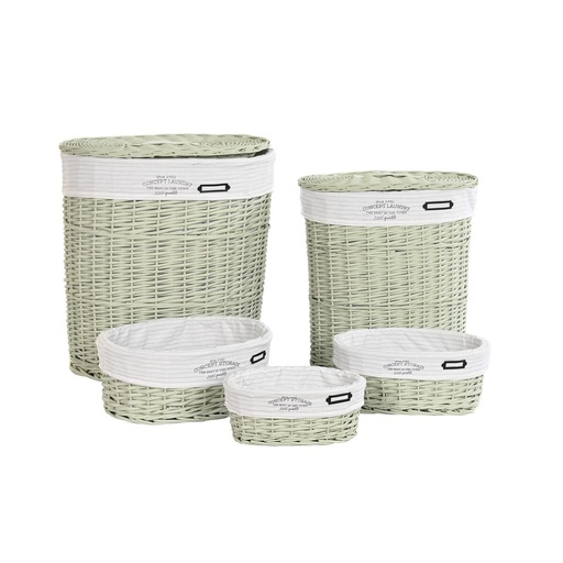 Set of Baskets DKD Home Decor Green wicker 51 x 37 x 56 cm 5 Pieces