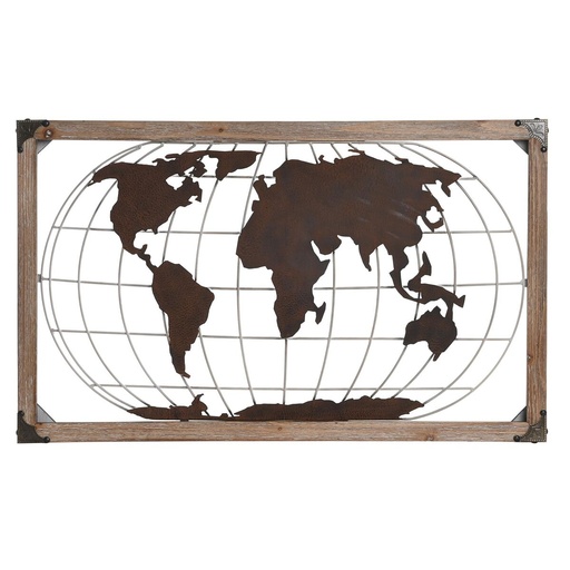 Figura Decorativa DKD Home Decor Natural Metal Cobre Pino Mapamundi (75 x 6 x 46 cm)