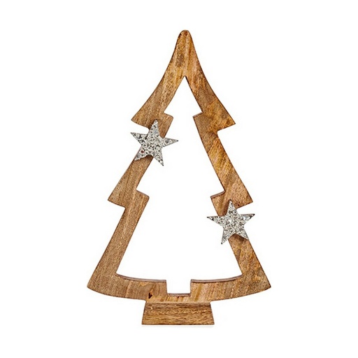 Árbol de Navidad Marrón Silueta 7 x 50 x 32 cm Plateado Madera
