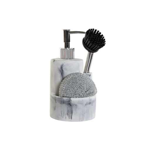 Dispensador de Jabón 2 en 1 para Fregadero DKD Home Decor Resina Acero Inoxidable 12,6 x 11,4 x 18,6 cm