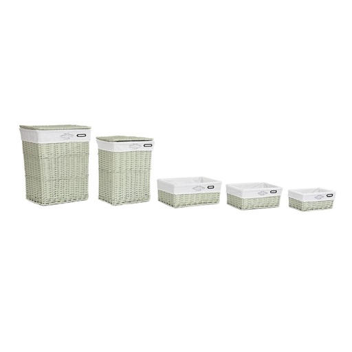 Cesta Multiusos DKD Home Decor Verde Mimbre 44 x 34 x 56 cm 5 Piezas