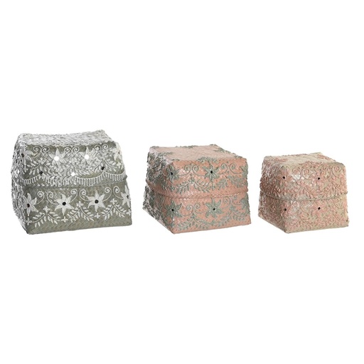 Juego de Cajas Decorativas DKD Home Decor Multicolor Bambú Boho (3 Piezas)