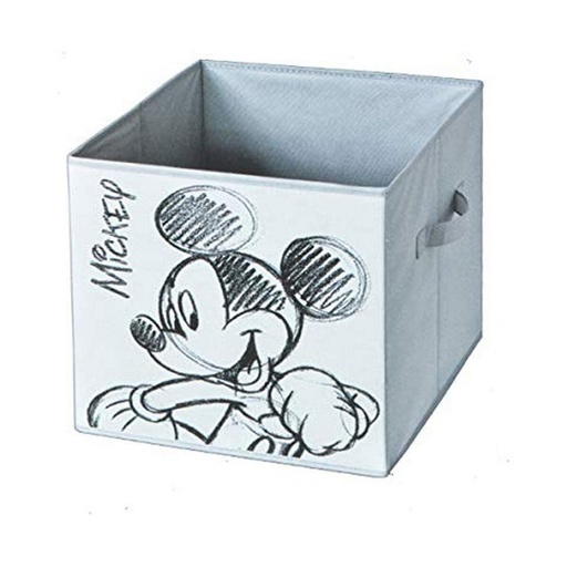 Bucket container Domopak Living Mickey Light grey Cloth 32 x 32 x 32 cm Rectangular