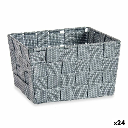 Multi-purpose basket Kipit A3-6878 Grey Cloth 15 x 10,5 x 20 cm Braiding (24 Units)