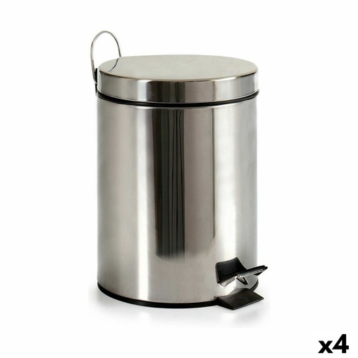Papelera con Pedal Berilo B0010 5L Plateado Acero Inoxidable Plástico 5 L (4 Unidades)