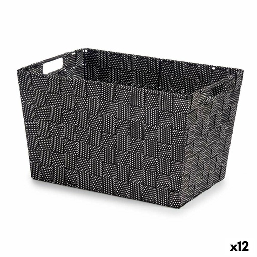 Caja de Almacenaje Kipit A3-6875 Negro Poliéster Tela Trenzada 10 L 35 x 20 x 25 cm 25 x 20 x 35 cm (12 Unidades)