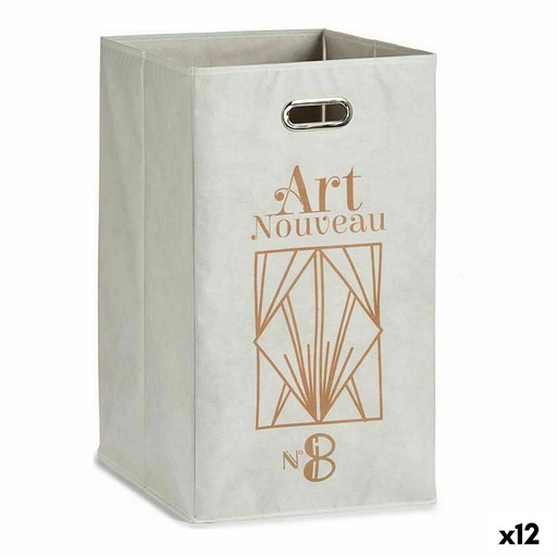 Cesto Berilo Art Nouveau Blanco Dorado Cartón 60 L 35 x 57 x 35 cm (12 Unidades)