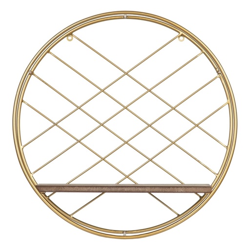 Shelve Natural Golden Metal Wood 43 x 13 x 43 cm