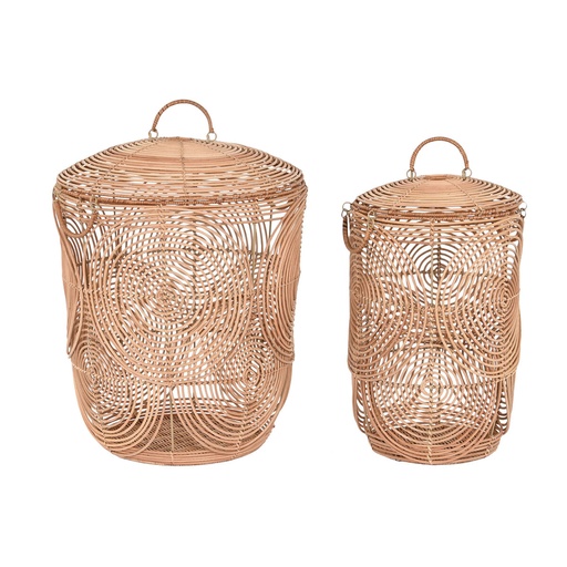 Basket set DKD Home Decor Natural Light brown (2 Pieces)