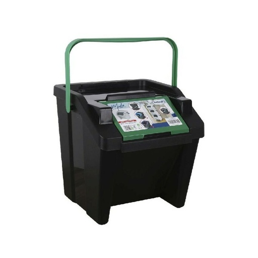 Cubo de Basura para Reciclaje Tontarelli Moda Verde Apilable 28 L