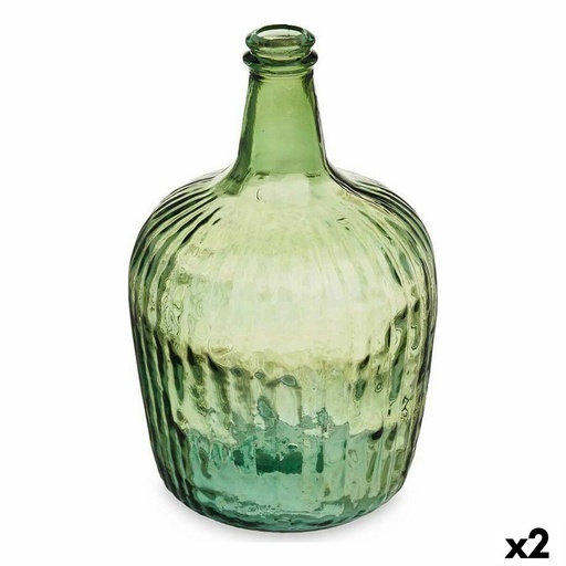 Decorative bottle Gift Decor 2255/08R-G Green Stripes 8 L 19,5 x 35,5 x 19,5 cm Decoration (2 Units)