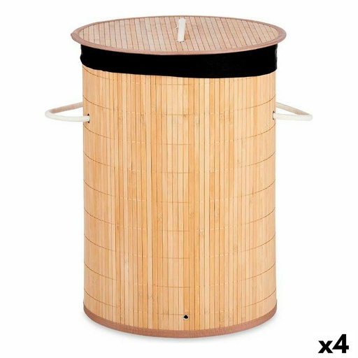 Cesto para la Ropa Sucia Kipit BA1315-436 Negro Natural Metal Bambú Madera MDF 48 L (4 Unidades)