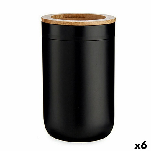 Portacepillos de Dientes Berilo BP16-103BK Marrón Negro Natural Bambú Polipropileno 7,7 x 11,5 x 7,7 cm (6 Unidades)
