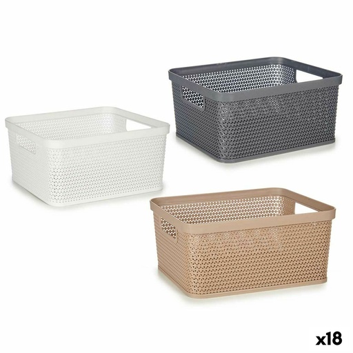 Multi-purpose basket Kipit 4710 White Beige Grey Plastic 2,5 L 24,5 x 10,4 x 18,5 cm (18 Units)