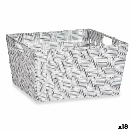 Cesta Multiusos Kipit A3-6883 Blanco Tela 30,4 x 14 x 20 cm (18 Unidades)