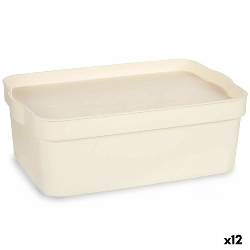 Caja de Almacenaje con Tapa Kipit TP593-4 Crema Plástico 6 L 21,5 x 11 x 31,5 cm (12 Unidades)