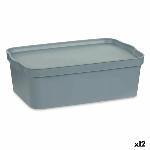 Caja de Almacenaje con Tapa Kipit TP595-2 Gris Plástico 14 L 29,5 x 14,3 x 45 cm (12 Unidades)