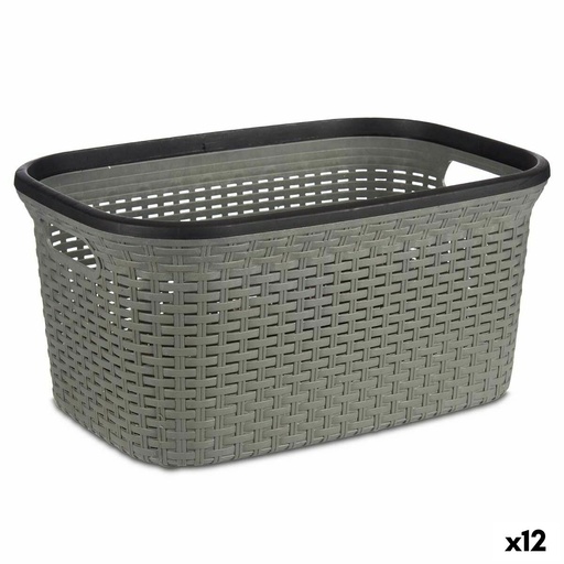 Cesto para la Ropa Kipit TP7001-2 Gris Plástico 36 L 36 x 25,5 x 53 cm (12 Unidades)