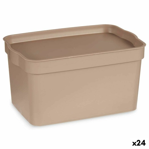 Caja de Almacenaje con Tapa Kipit TP592-3 Beige Plástico 2,3 L 13,5 x 11 x 20 cm (24 Unidades)