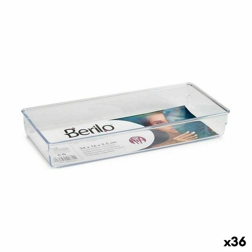 Organizador Multiusos Berilo CH99113 Transparente Plástico 15,5 x 5,5 x 34,5 cm Multiusos (36 Unidades)