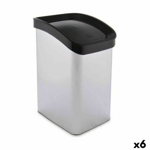 Papelera Berilo D085-1 Plateado Plástico 12 L Basculante (6 Unidades)