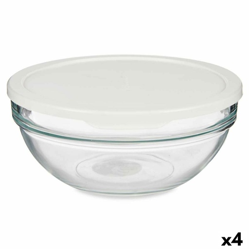 Fiambrera Redonda con Tapa Pasabahce Chefs Blanco 1,135 L 17,2 x 7,6 x 17,2 cm (4 Unidades)