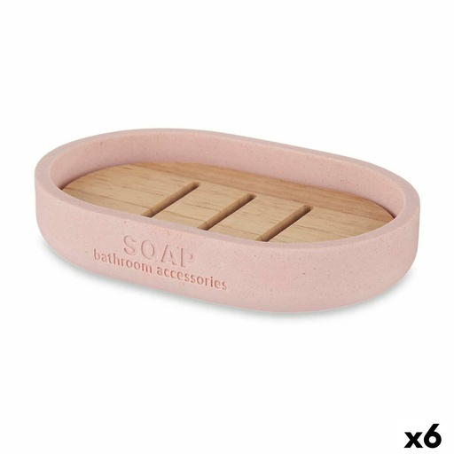 Jabonera Berilo B5456BC-4 - 458 Rosa Resina Bambú 12,5 x 2,5 x 8,5 cm (6 Unidades)