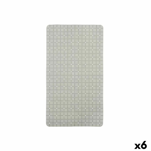 Alfombrilla Antideslizante para Ducha Berilo BM509 - 311 Gris PVC 67,7 x 38,5 x 0,7 cm Cuadros (6 Unidades)