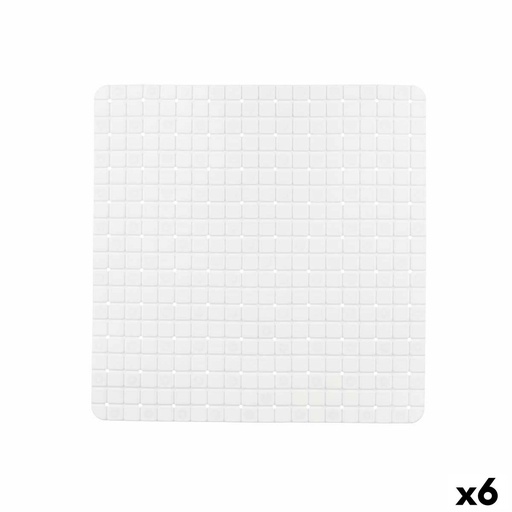 Alfombrilla Antideslizante para Ducha Berilo BM509S - 314 Blanco PVC 50,3 x 50,3 x 0,7 cm Cuadros (6 Unidades)