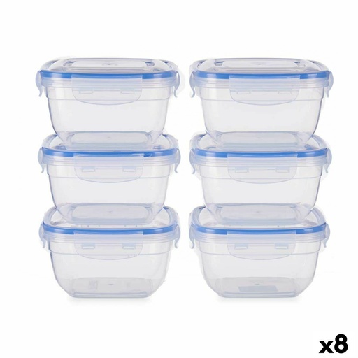 Set de Fiambreras Leknes 30103 Azul Transparente Plástico 900 ml 14,5 x 8,5 x 14,5 cm Hermético (8 Unidades)