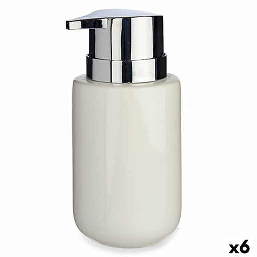 Dispensador de Jabón Berilo J1017-A-BLANCO Blanco Plateado Metal Cerámica 300 ml 7 x 14,5 x 8,5 cm (6 Unidades)