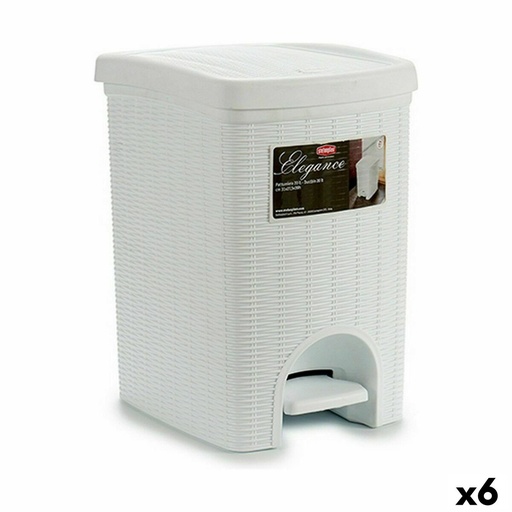 Papelera con Pedal Stefanplast Elegance Blanco Plástico 20 L (6 Unidades)