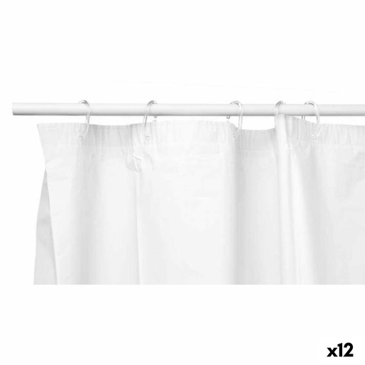 Cortina de Ducha Berilo 89375 Blanco Polietileno EVA 180 x 180 cm (12 Unidades)