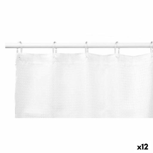 Cortina de Ducha Berilo SC-POLY-UD1-WHITE Blanco Poliéster 180 x 180 cm Puntos (12 Unidades)